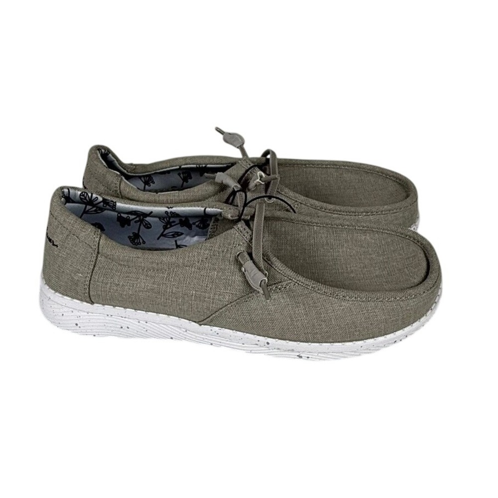 Eddie Bauer Mens 11 Surrey Loafers Tan Canvas Slip On Casual Moccasin Boat Shoes